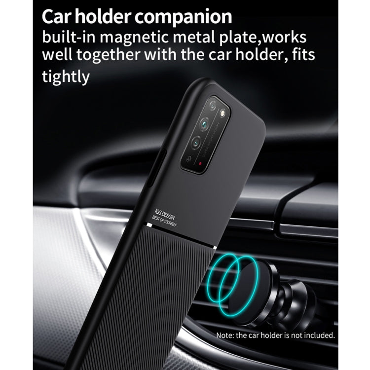 For Huawei Honor X10 Max 5G Classic Tilt Strip Grain Magnetic Shockproof PC + TPU Case