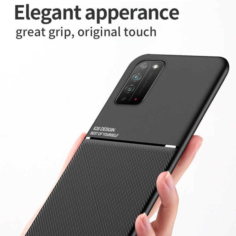 For Huawei Honor X10 Max 5G Classic Tilt Strip Grain Magnetic Shockproof PC + TPU Case