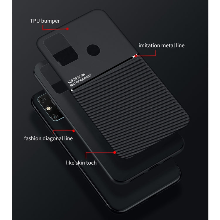 For Huawei Honor Play 9A Classic Tilt Strip Grain Magnetic Shockproof PC + TPU Case