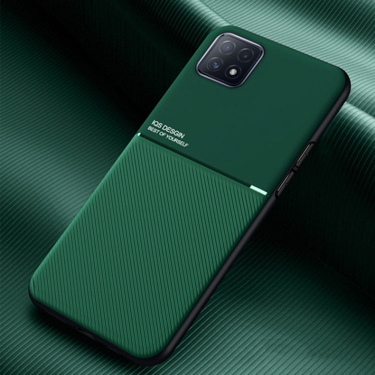 For OPPO A72 Classic Tilt Strip Grain Magnetic Shockproof PC + TPU Case