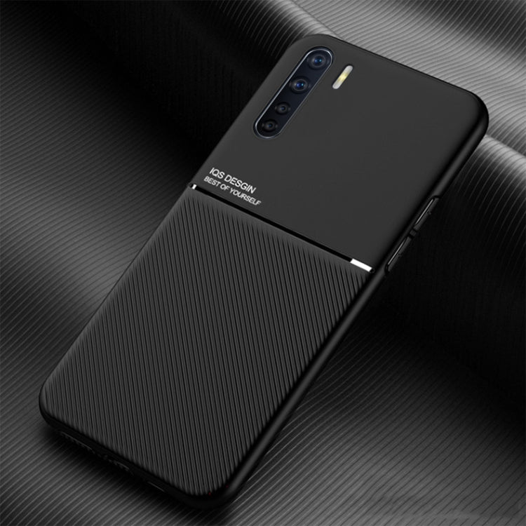 For OPPO A91 / Reno3 Classic Tilt Strip Grain Magnetic Shockproof PC + TPU Case