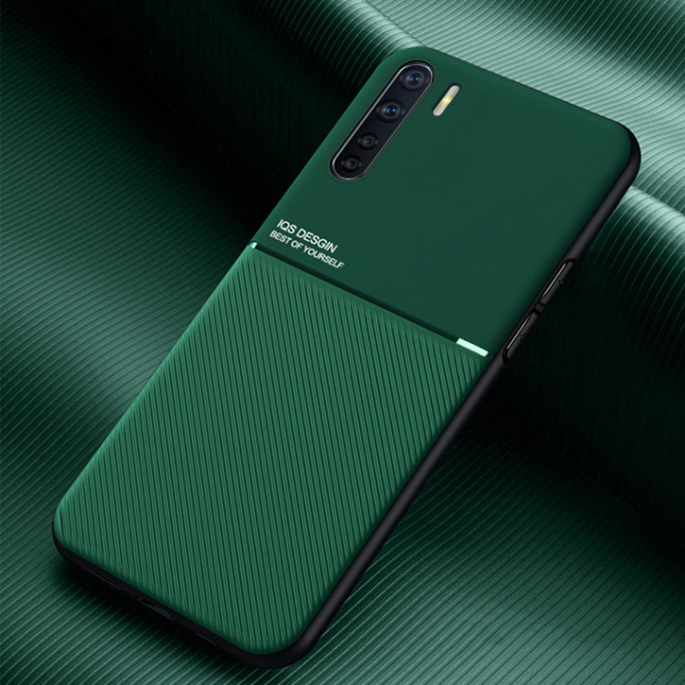 For OPPO A91 / Reno3 Classic Tilt Strip Grain Magnetic Shockproof PC + TPU Case