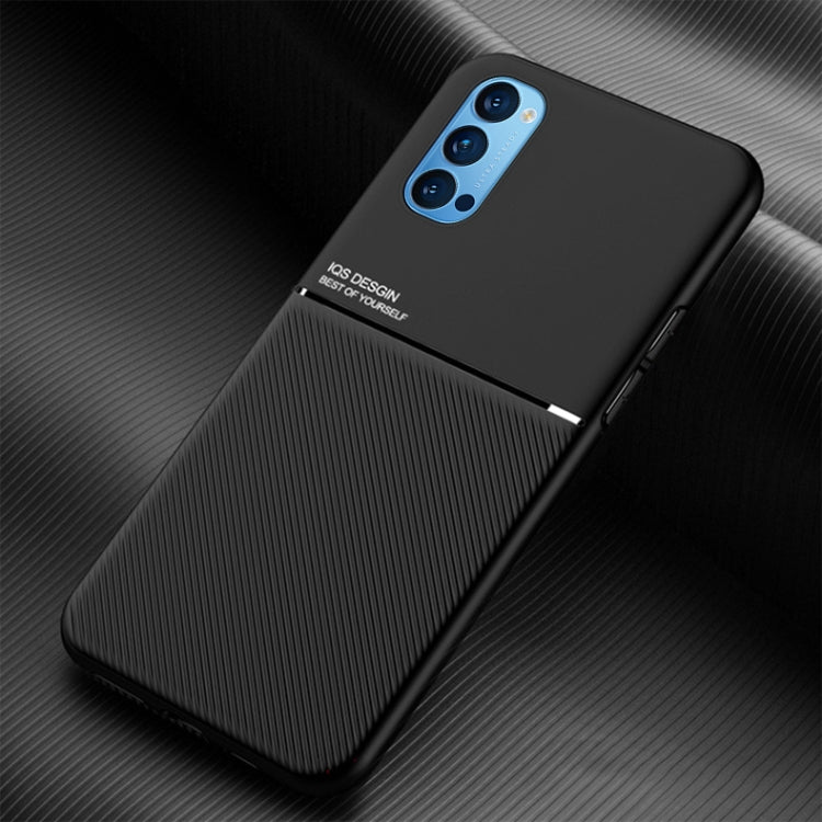 For OPPO Reno4 Classic Tilt Strip Grain Magnetic Shockproof PC + TPU Case