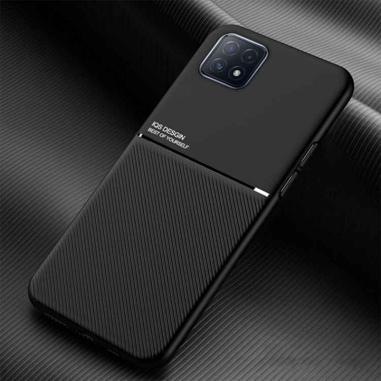For OPPO Reno4 SE Classic Tilt Strip Grain Magnetic Shockproof PC + TPU Case