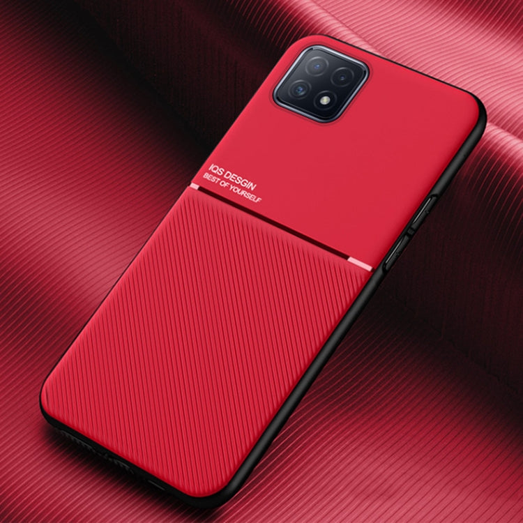 For OPPO Reno4 SE Classic Tilt Strip Grain Magnetic Shockproof PC + TPU Case