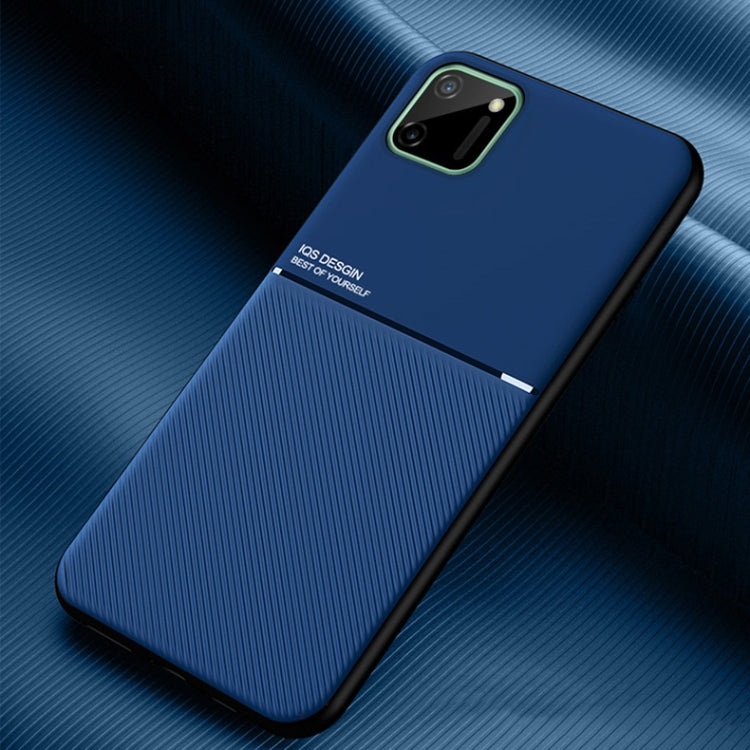 For OPPO Realme C11 Classic Tilt Strip Grain Magnetic Shockproof PC + TPU Case