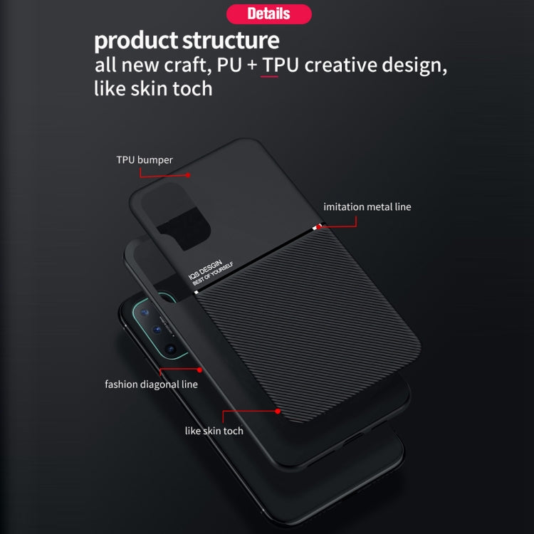 For OnePlus 8T Classic Tilt Strip Grain Magnetic Shockproof PC + TPU Case