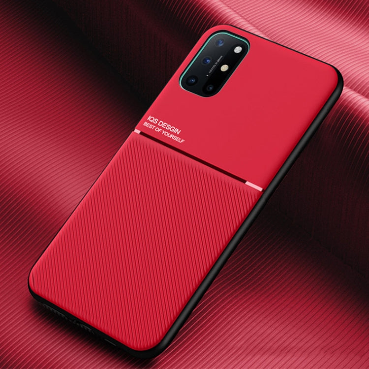 For OnePlus 8T Classic Tilt Strip Grain Magnetic Shockproof PC + TPU Case