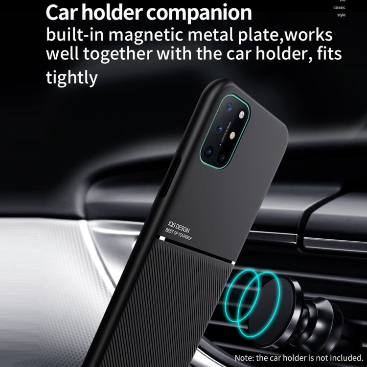 For OnePlus 8T Classic Tilt Strip Grain Magnetic Shockproof PC + TPU Case