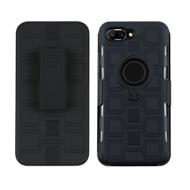 For Huawei Honor 10 3 In 1 Cube PC + TPU Protective Case with 360 Degrees Rotate Black Ring Holder