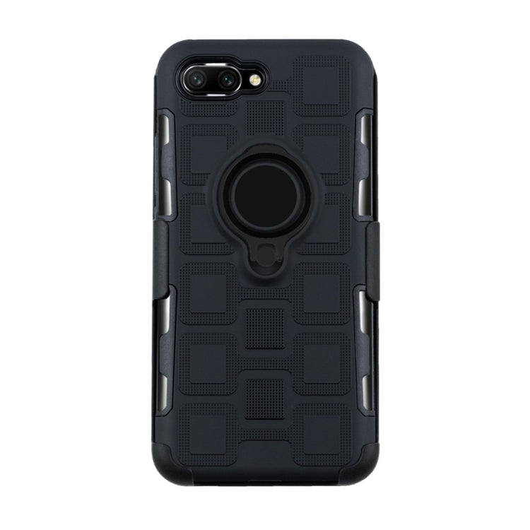 For Huawei Honor 10 3 In 1 Cube PC + TPU Protective Case with 360 Degrees Rotate Black Ring Holder