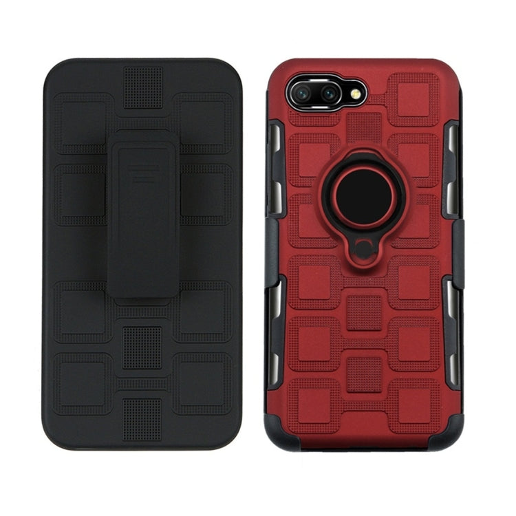 For Huawei Honor 10 3 In 1 Cube PC + TPU Protective Case with 360 Degrees Rotate Black Ring Holder