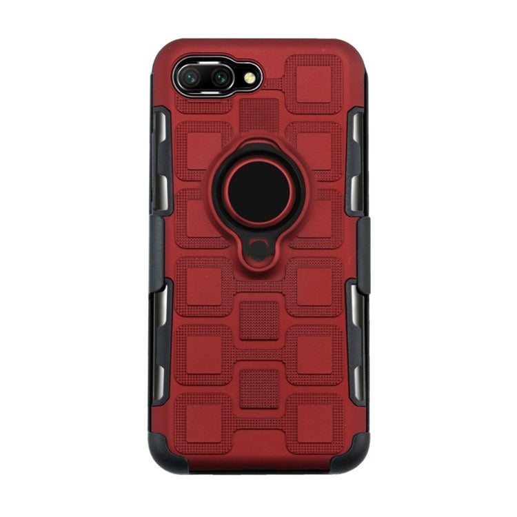 For Huawei Honor 10 3 In 1 Cube PC + TPU Protective Case with 360 Degrees Rotate Black Ring Holder