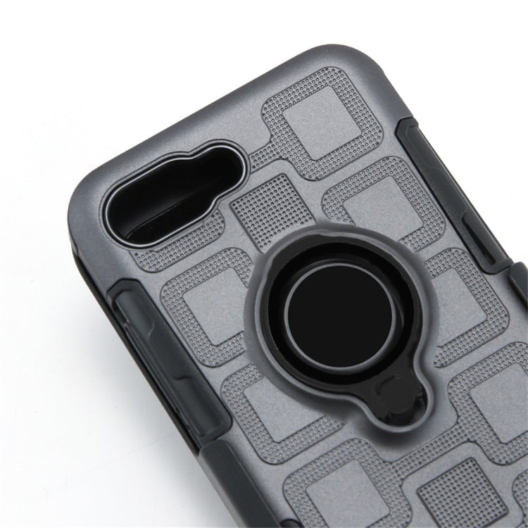 For Huawei Honor 10 3 In 1 Cube PC + TPU Protective Case with 360 Degrees Rotate Black Ring Holder