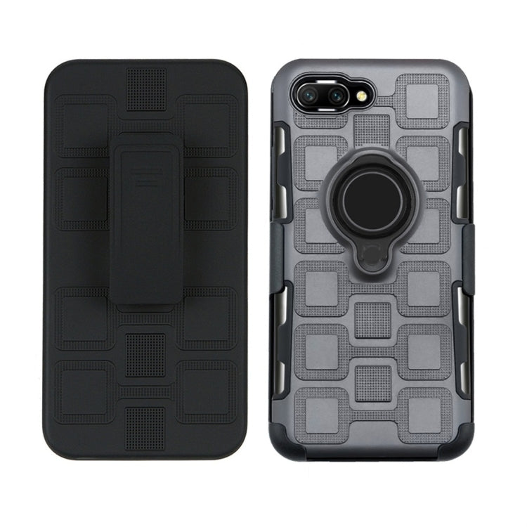 For Huawei Honor 10 3 In 1 Cube PC + TPU Protective Case with 360 Degrees Rotate Black Ring Holder