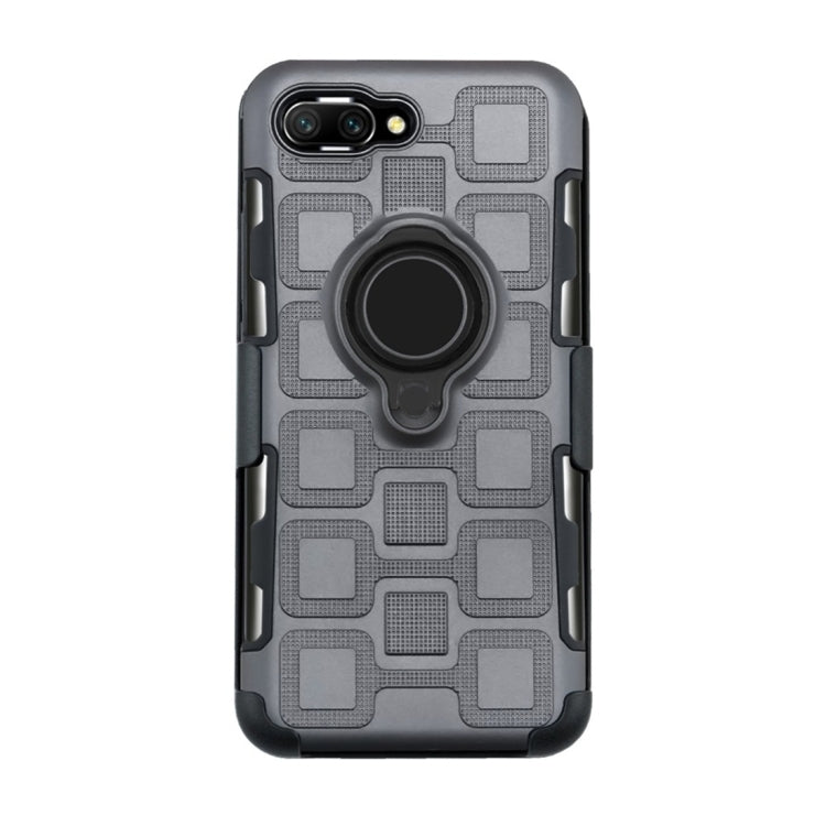 For Huawei Honor 10 3 In 1 Cube PC + TPU Protective Case with 360 Degrees Rotate Black Ring Holder