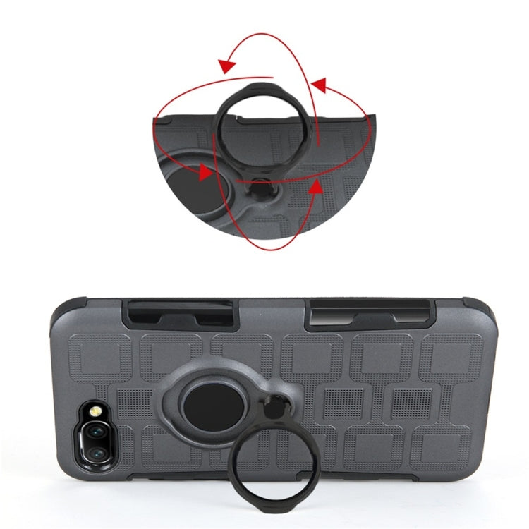 For Huawei Honor 10 3 In 1 Cube PC + TPU Protective Case with 360 Degrees Rotate Black Ring Holder