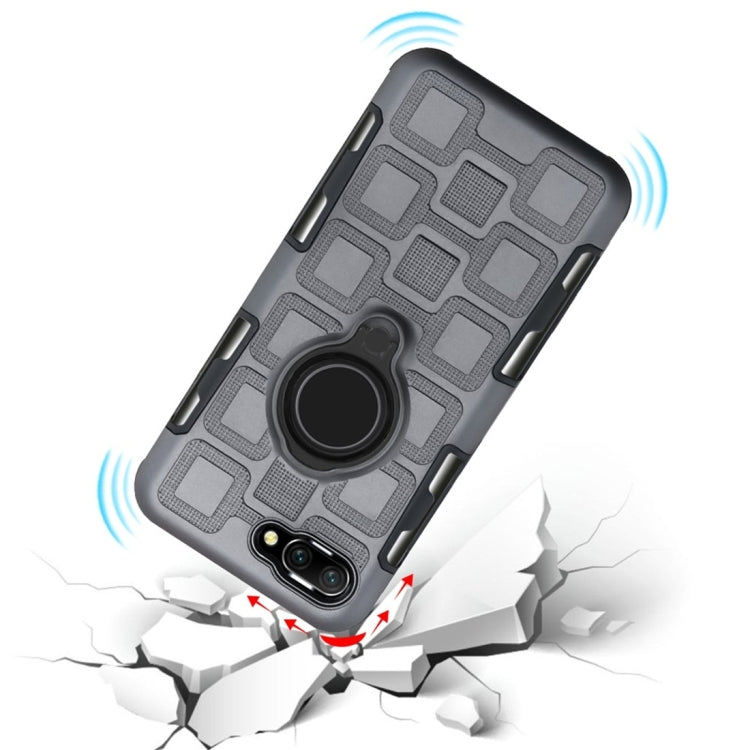 For Huawei Honor 10 3 In 1 Cube PC + TPU Protective Case with 360 Degrees Rotate Black Ring Holder
