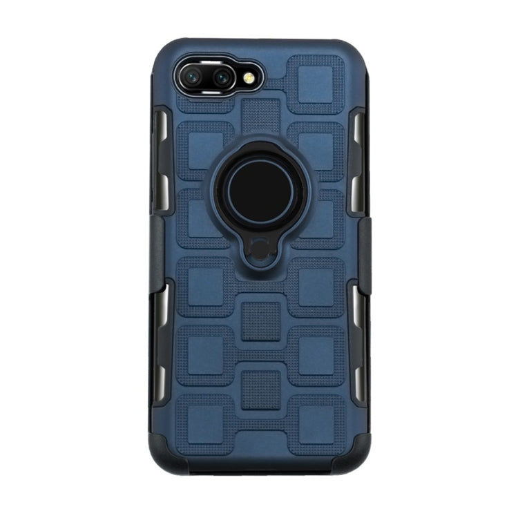 For Huawei Honor 10 3 In 1 Cube PC + TPU Protective Case with 360 Degrees Rotate Black Ring Holder
