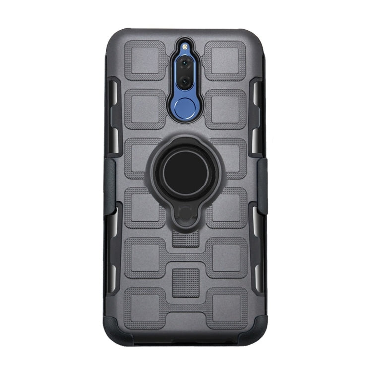 For Huawei Mate 10 Lite 3 In 1 Cube PC + TPU Protective Case with 360 Degrees Rotate Black Ring Holder