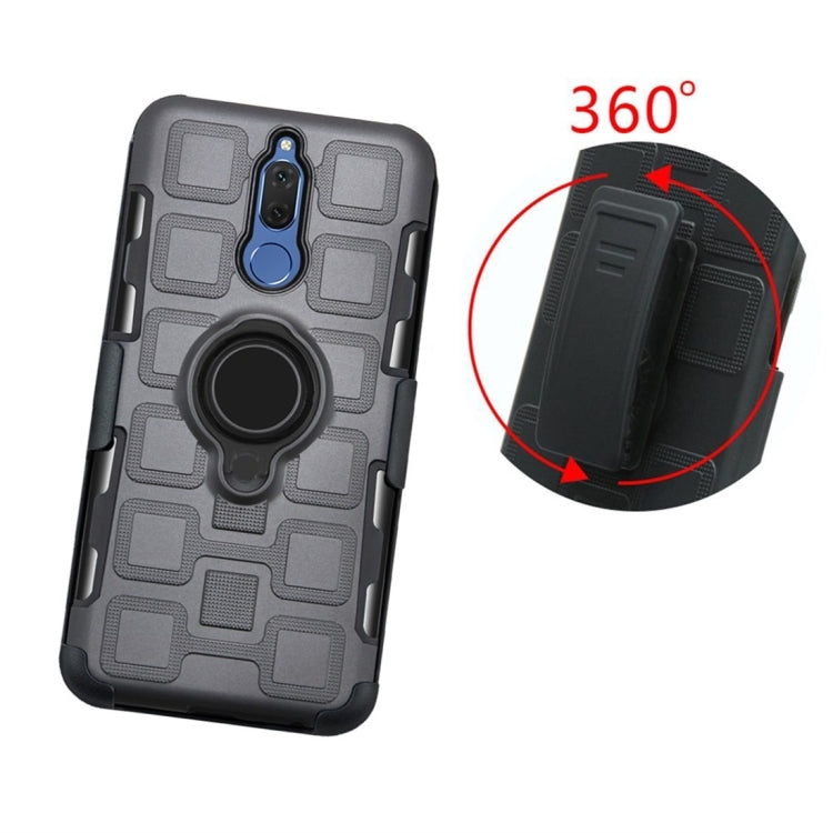 For Huawei Mate 10 Lite 3 In 1 Cube PC + TPU Protective Case with 360 Degrees Rotate Black Ring Holder