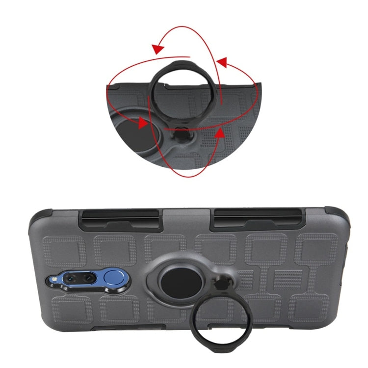 For Huawei Mate 10 Lite 3 In 1 Cube PC + TPU Protective Case with 360 Degrees Rotate Black Ring Holder