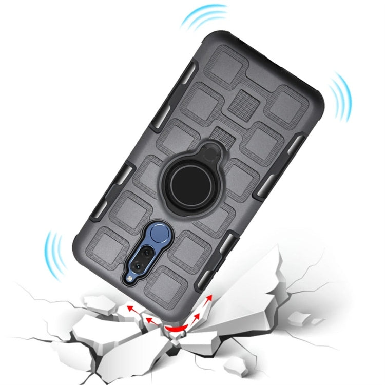For Huawei Mate 10 Lite 3 In 1 Cube PC + TPU Protective Case with 360 Degrees Rotate Black Ring Holder