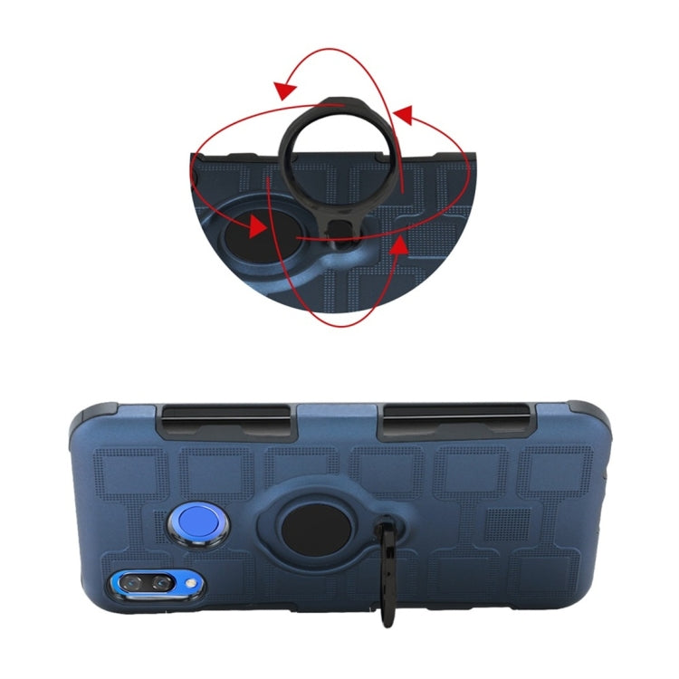 For Huawei Nova 3 3 In 1 Cube PC + TPU Protective Case with 360 Degrees Rotate Black Ring Holder