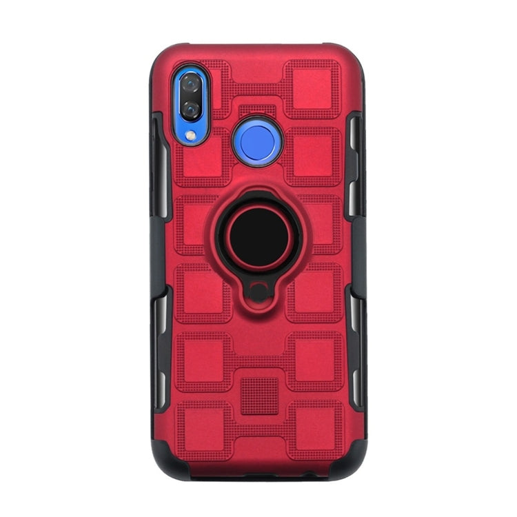 For Huawei Nova 3 3 In 1 Cube PC + TPU Protective Case with 360 Degrees Rotate Black Ring Holder
