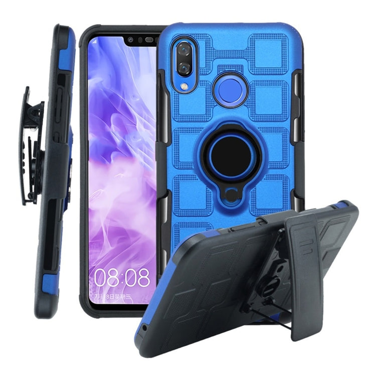 For Huawei Nova 3 3 In 1 Cube PC + TPU Protective Case with 360 Degrees Rotate Black Ring Holder