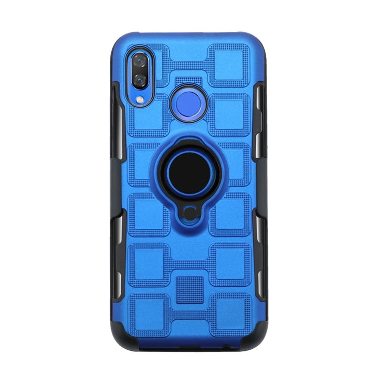 For Huawei Nova 3 3 In 1 Cube PC + TPU Protective Case with 360 Degrees Rotate Black Ring Holder