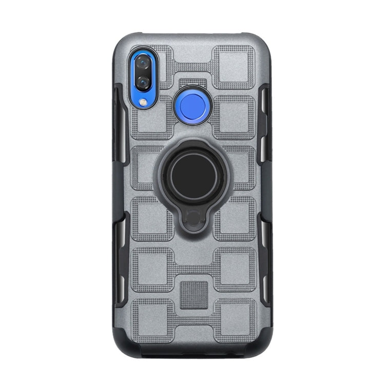 For Huawei Nova 3 3 In 1 Cube PC + TPU Protective Case with 360 Degrees Rotate Black Ring Holder