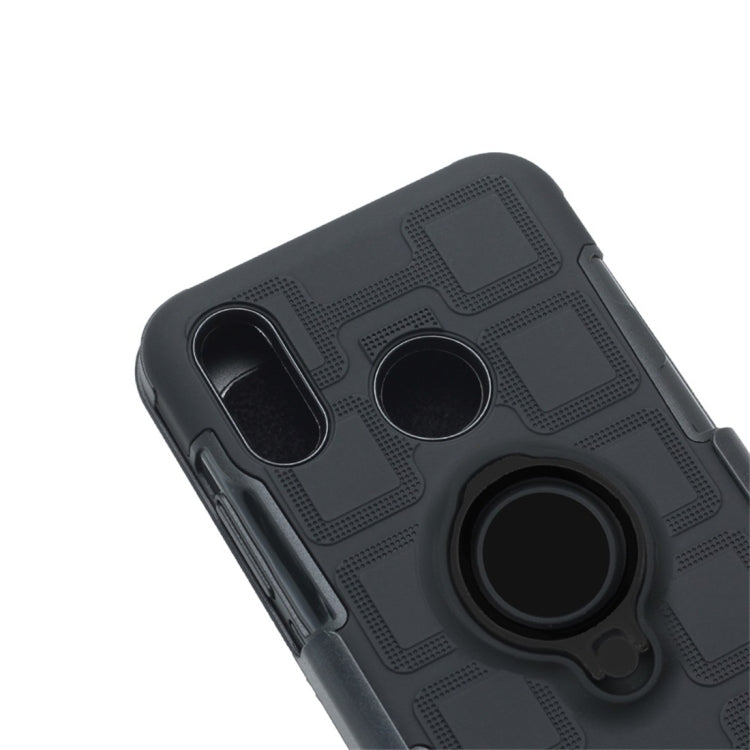 For Huawei Nova 3 3 In 1 Cube PC + TPU Protective Case with 360 Degrees Rotate Black Ring Holder