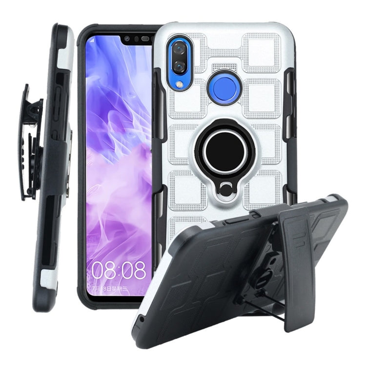 For Huawei Nova 3 3 In 1 Cube PC + TPU Protective Case with 360 Degrees Rotate Black Ring Holder