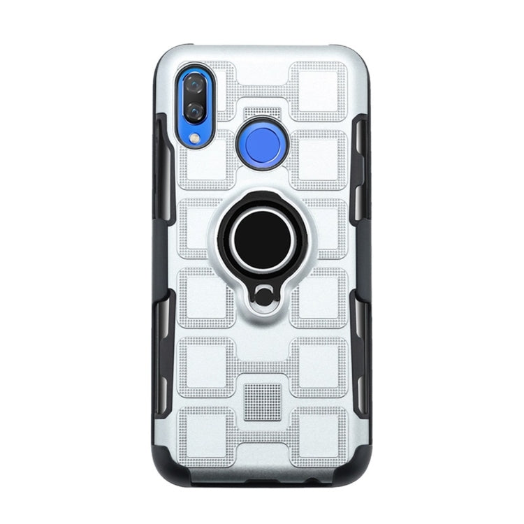 For Huawei Nova 3 3 In 1 Cube PC + TPU Protective Case with 360 Degrees Rotate Black Ring Holder