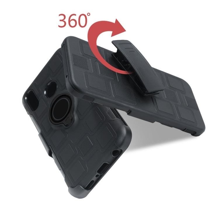 For Huawei Nova 3 3 In 1 Cube PC + TPU Protective Case with 360 Degrees Rotate Black Ring Holder