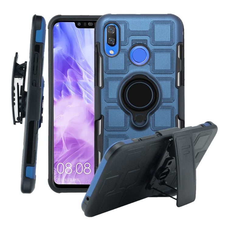 For Huawei Nova 3 3 In 1 Cube PC + TPU Protective Case with 360 Degrees Rotate Black Ring Holder