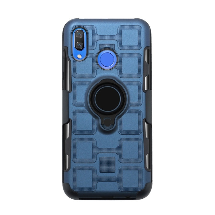 For Huawei Nova 3 3 In 1 Cube PC + TPU Protective Case with 360 Degrees Rotate Black Ring Holder
