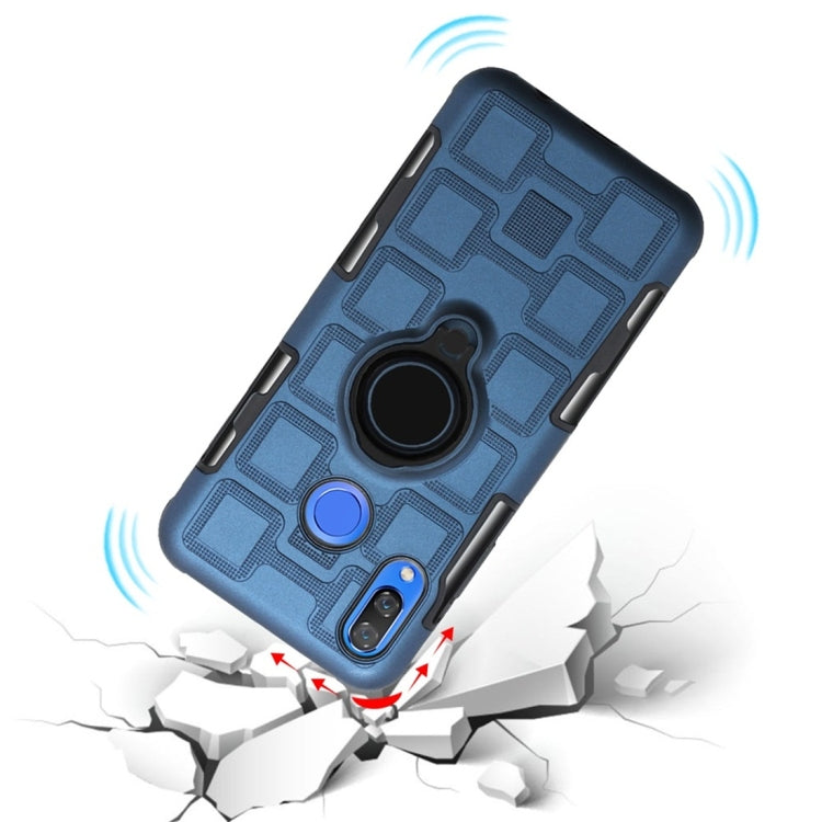 For Huawei Nova 3 3 In 1 Cube PC + TPU Protective Case with 360 Degrees Rotate Black Ring Holder