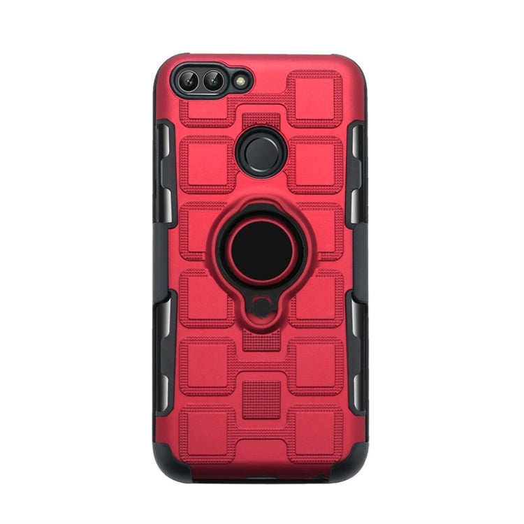 For Huawei P Smart / Enjoy 7s 3 In 1 Cube PC + TPU Protective Case with 360 Degrees Rotate Black Ring Holder