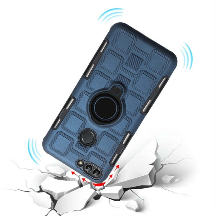 For Huawei P Smart / Enjoy 7s 3 In 1 Cube PC + TPU Protective Case with 360 Degrees Rotate Black Ring Holder