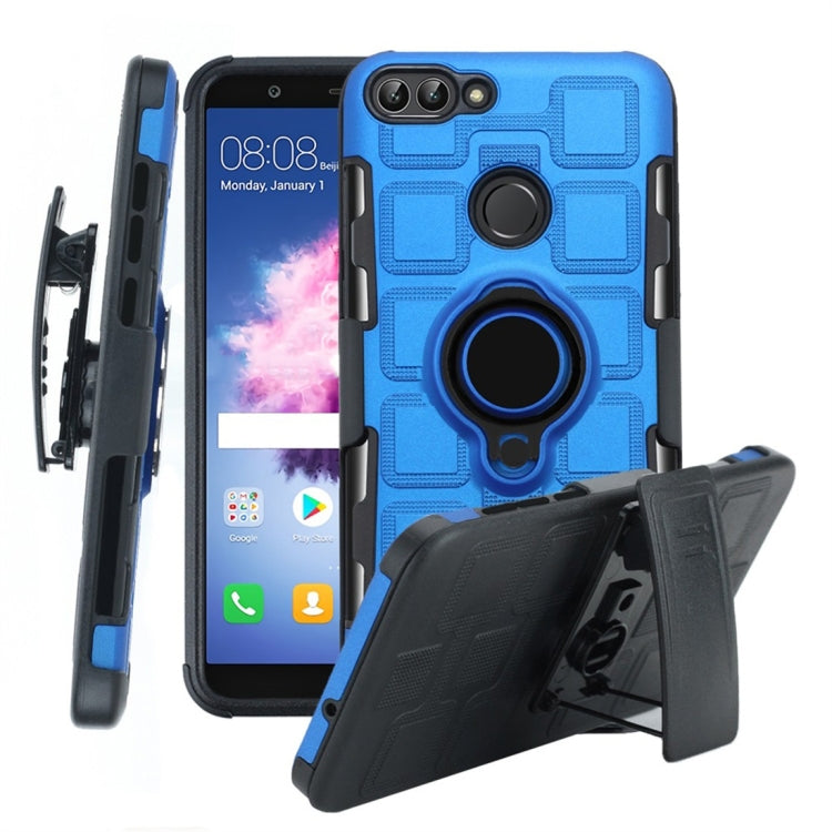 For Huawei P Smart / Enjoy 7s 3 In 1 Cube PC + TPU Protective Case with 360 Degrees Rotate Black Ring Holder