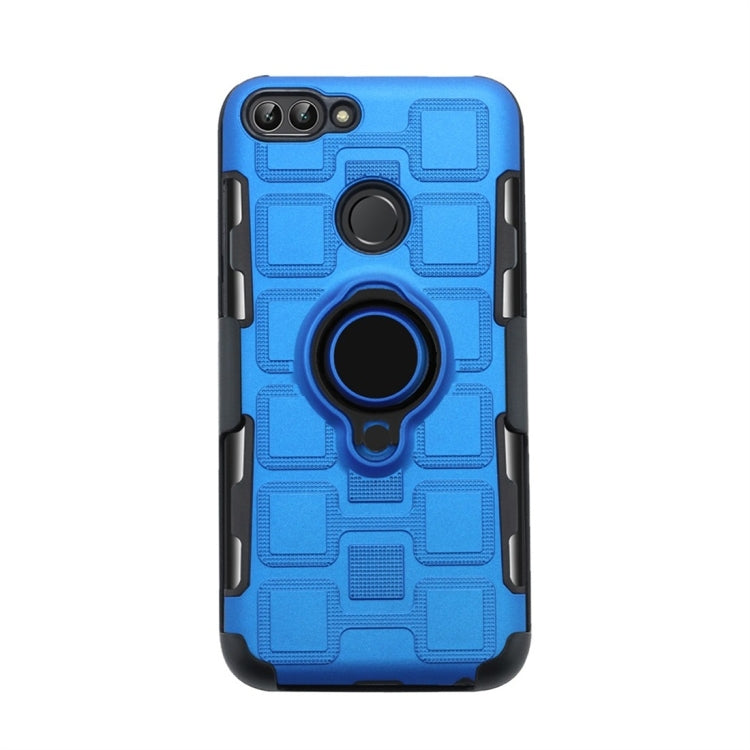 For Huawei P Smart / Enjoy 7s 3 In 1 Cube PC + TPU Protective Case with 360 Degrees Rotate Black Ring Holder