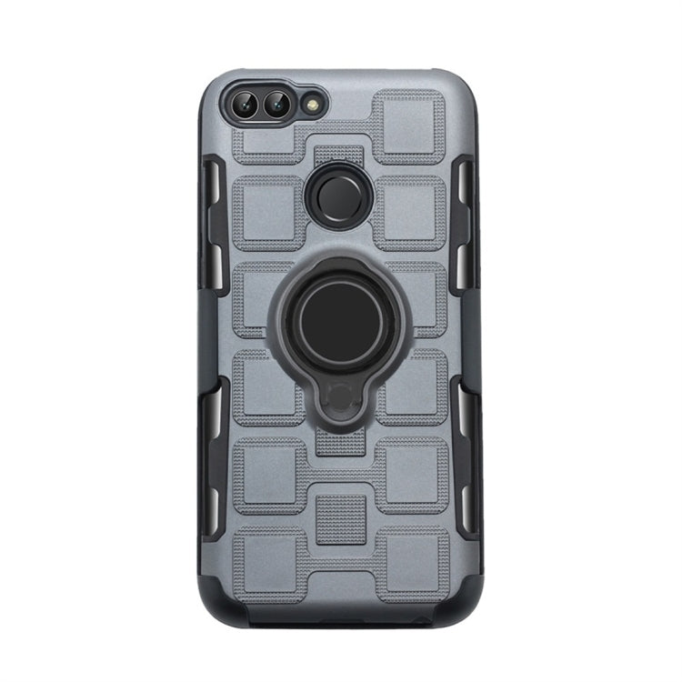 For Huawei P Smart / Enjoy 7s 3 In 1 Cube PC + TPU Protective Case with 360 Degrees Rotate Black Ring Holder