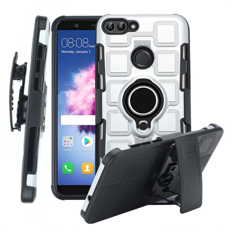 For Huawei P Smart / Enjoy 7s 3 In 1 Cube PC + TPU Protective Case with 360 Degrees Rotate Black Ring Holder