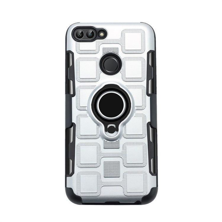For Huawei P Smart / Enjoy 7s 3 In 1 Cube PC + TPU Protective Case with 360 Degrees Rotate Black Ring Holder