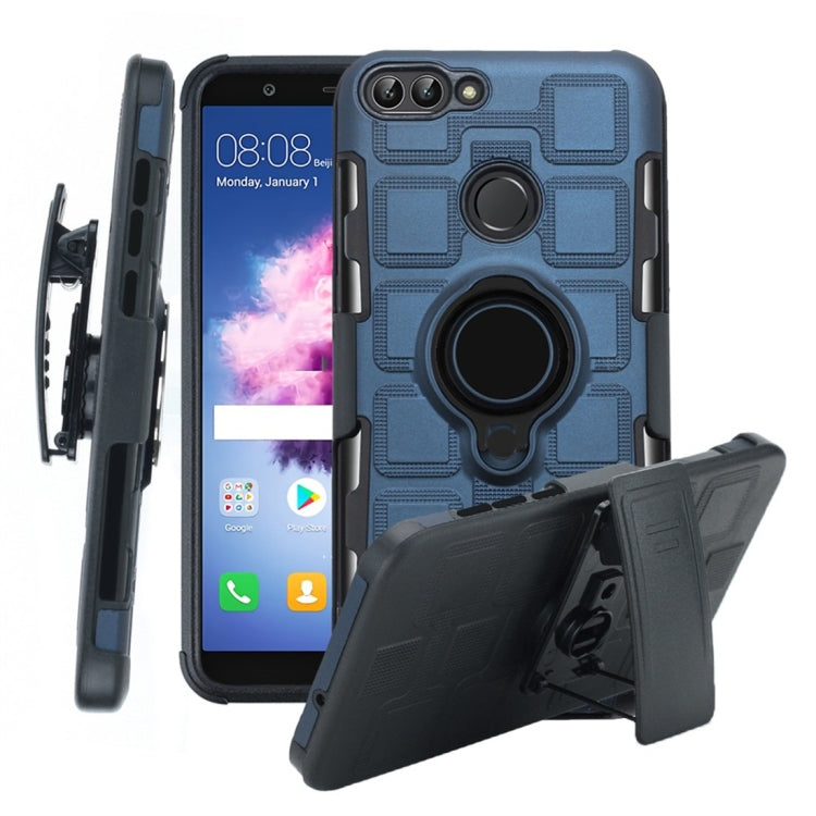 For Huawei P Smart / Enjoy 7s 3 In 1 Cube PC + TPU Protective Case with 360 Degrees Rotate Black Ring Holder