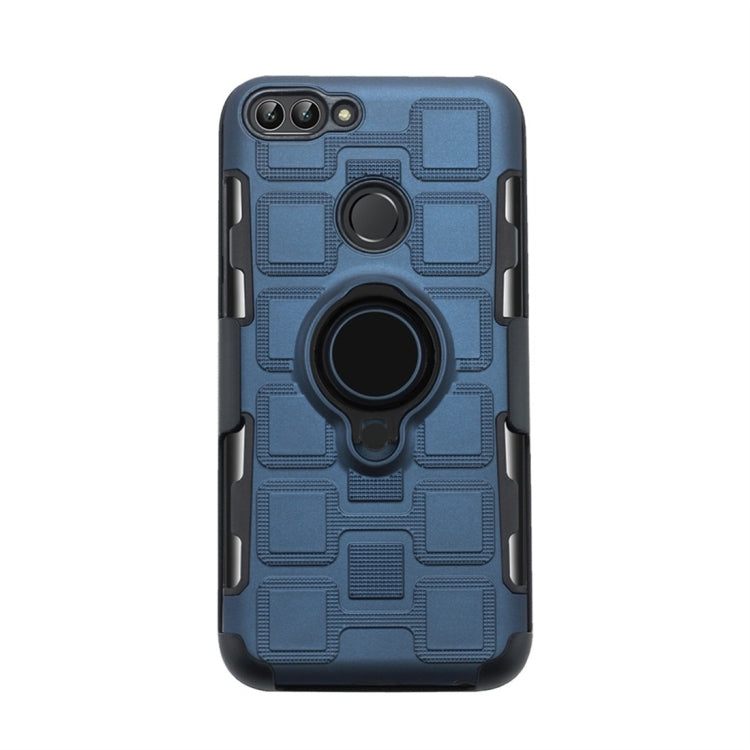 For Huawei P Smart / Enjoy 7s 3 In 1 Cube PC + TPU Protective Case with 360 Degrees Rotate Black Ring Holder