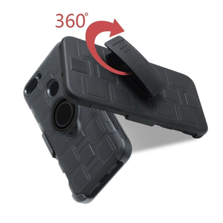 For Huawei P Smart / Enjoy 7s 3 In 1 Cube PC + TPU Protective Case with 360 Degrees Rotate Black Ring Holder
