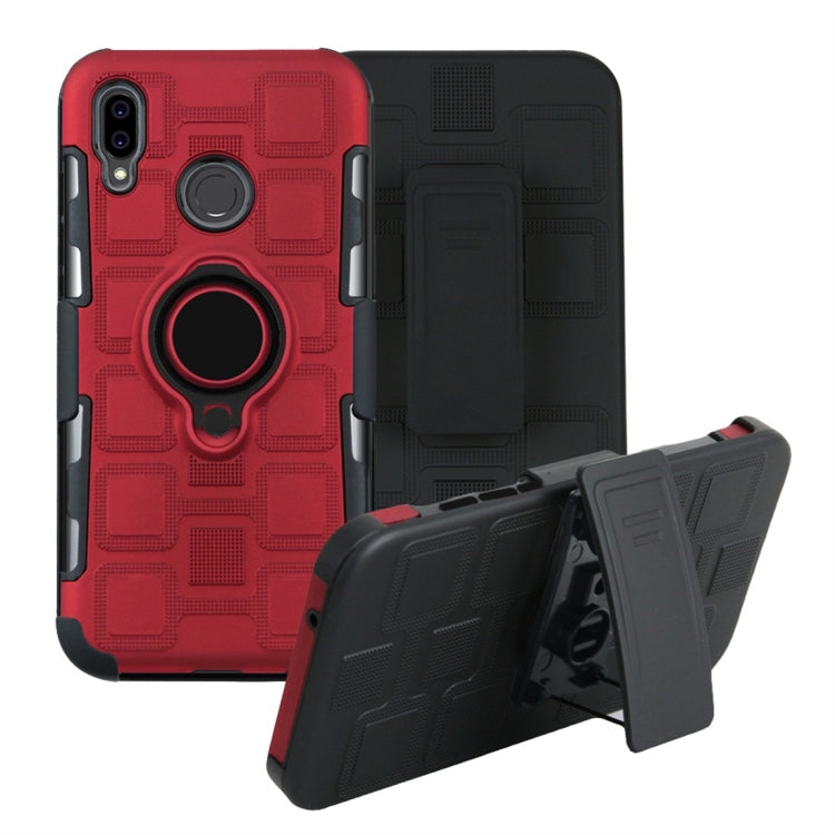 For Huawei P20 Lite 3 In 1 Cube PC + TPU Protective Case with 360 Degrees Rotate Black Ring Holder